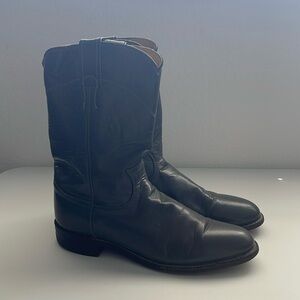 Justin Cora Gray Leather Cowboy Boot Women's Size 7.5 Made In USA